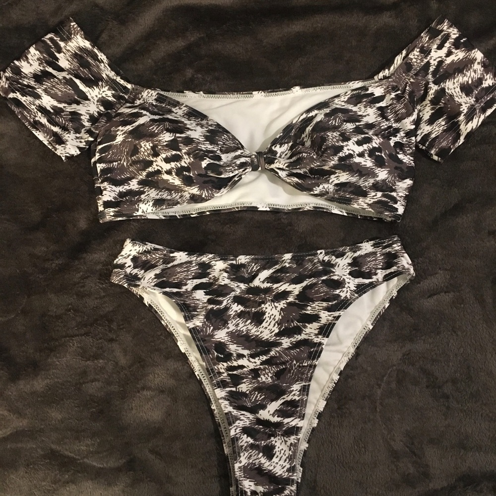 Off the shoulder bikini top with matching bottom